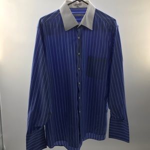 Geoffrey Beene Blue and white Shirt Size XL